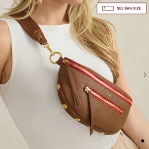 Hammitt Charles Crossbody Mahogany Pebble/Brushed Gold- Medium